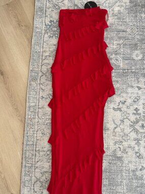 White Fox Red Strapless Ruffle Dress 3/4 length NWT